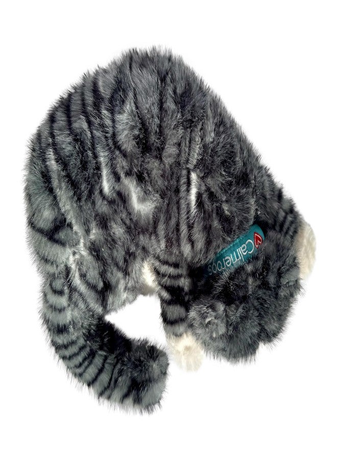 ألعاب كالميروس القطيفة على شكل نبضات قلب - ألعاب مهدئة لتخفيف قلق الانفصال لدى الجراء والقطط الصغيرة - جهاز محاكاة نبضات القلب في وسادة ناعمة ومريحة للحيوانات الأليفة من القطط والكلاب (مخطط رمادي) - Image 2